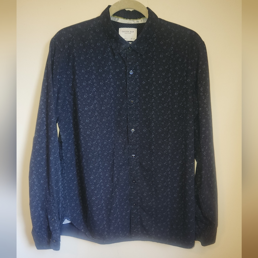 Cactus Man by Ricky Singh Men's Large Slim Fit Long-Sleeved Button-Up Shirt